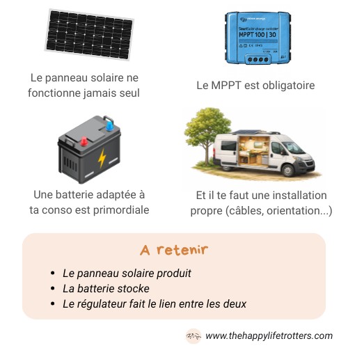 van aménagé panneau solaire mppt batterie