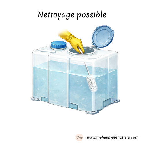 nettoyage d'une cuve d'eau d'un camping-car