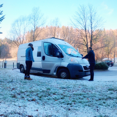 chauffage au gaz dans un fourgon en hiver