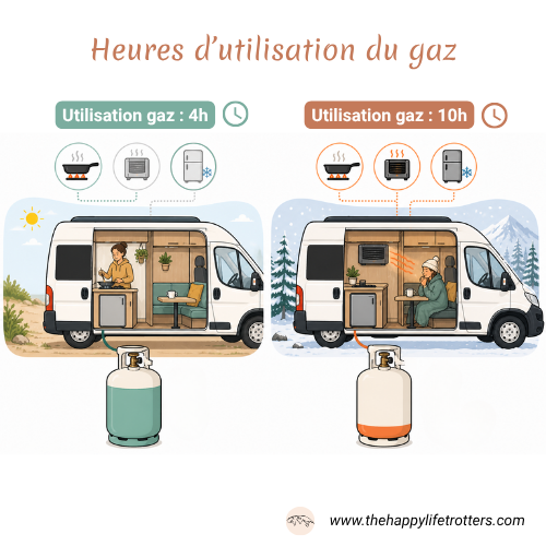 durée d'utilisation du gaz dans un camping-car